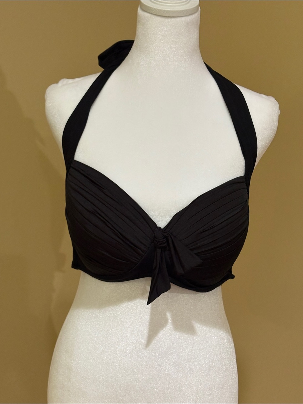 Black Halter Swim Top with Front Tie
